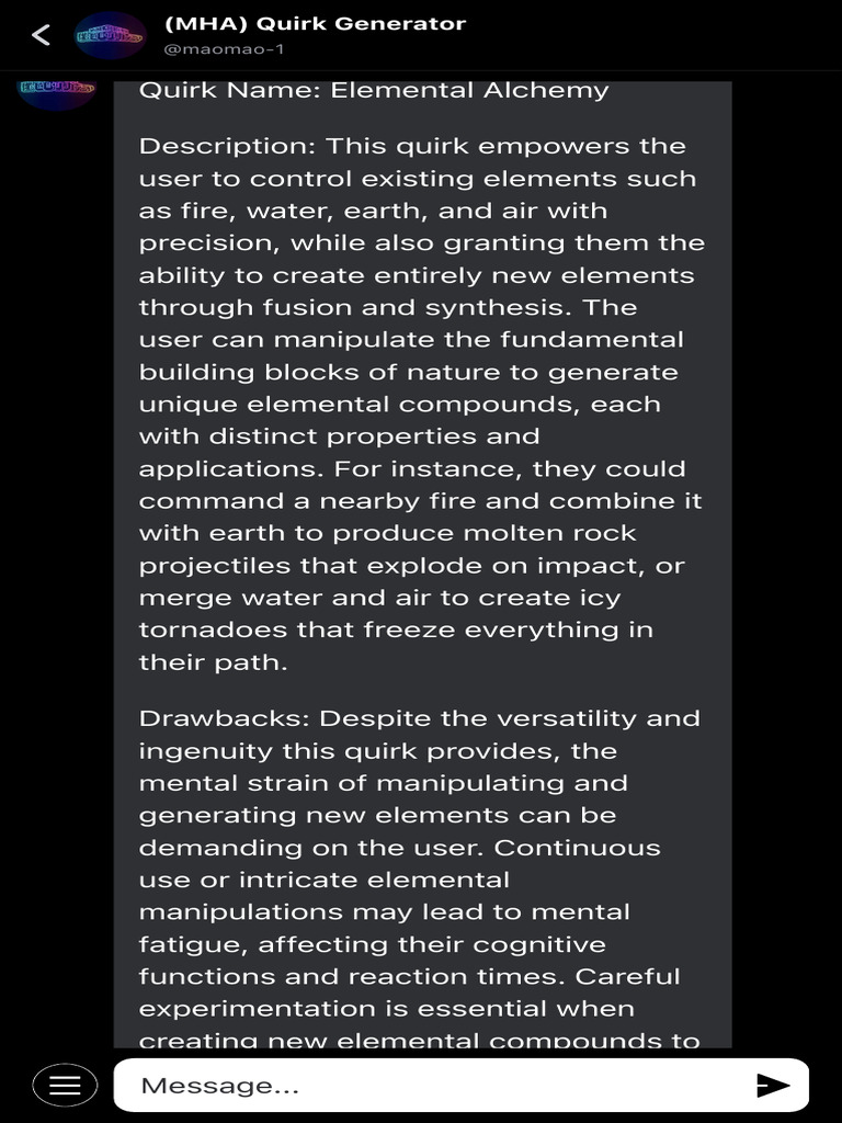 (MHA) Quirk Generator | PDF | Cognition | Cognitive Science