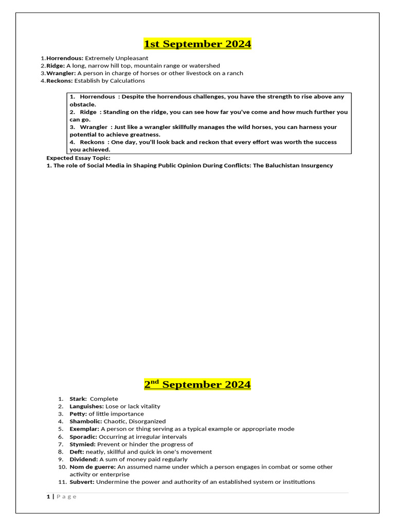 23th September 2024 | PDF | Courage