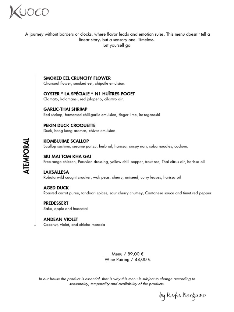 Menú Sensorial Atemporal de Rafa Bergamo | PDF | Hierbas y especias ...