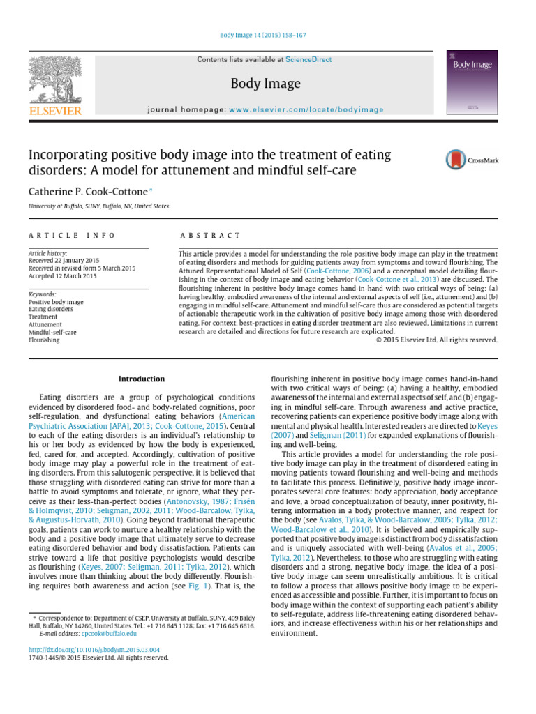 Cook-Cottone-Positve-Body-Image-Self-Care-2015 | PDF | Eating Disorder ...
