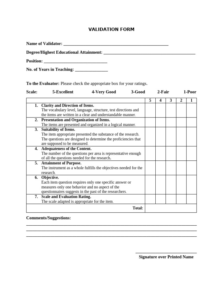 Validation Form | PDF