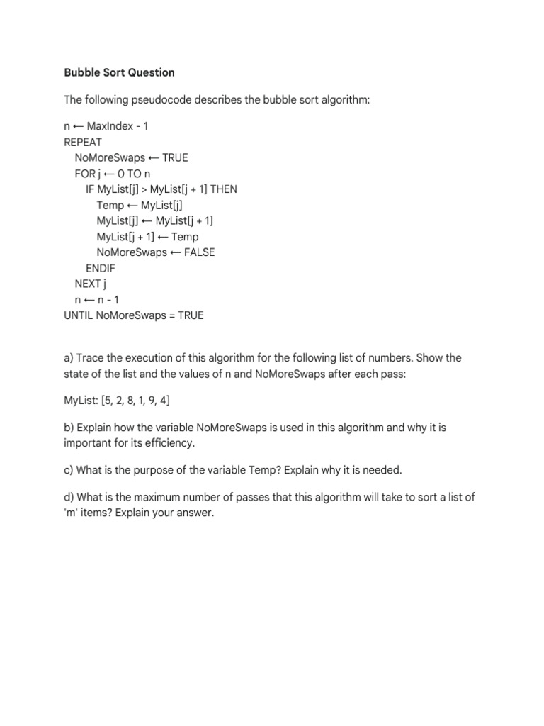 Bubble Sort Algorithm Explained | PDF