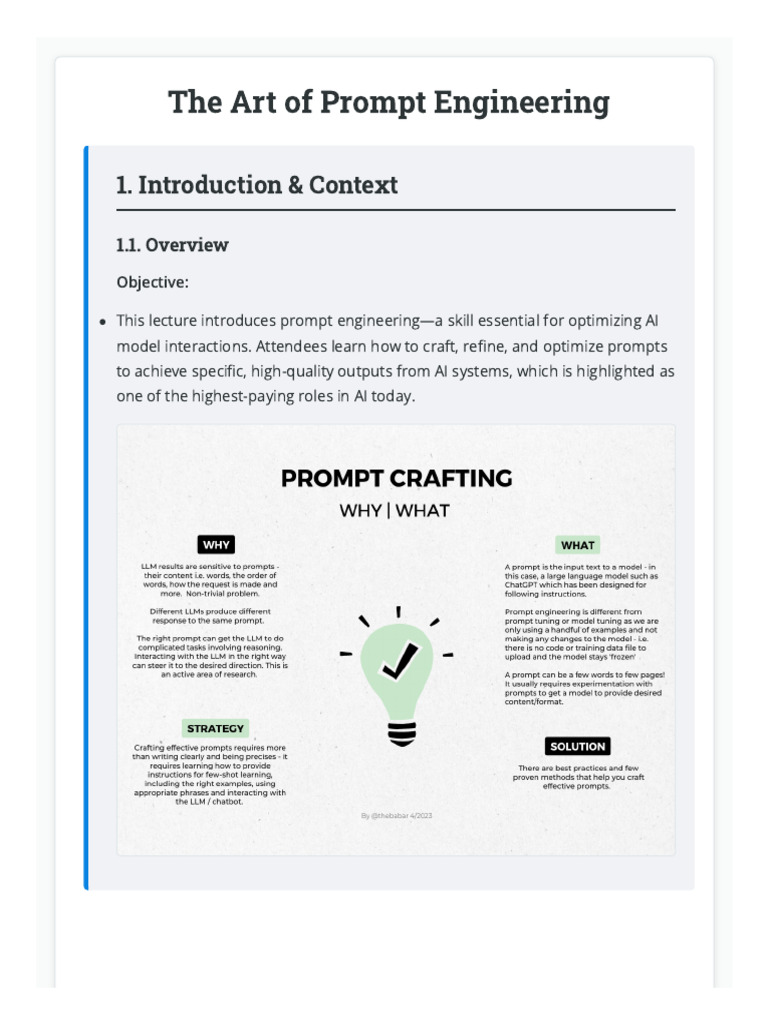 Lecture Title The Art of Prompt Engineering 1 | PDF | Artificial ...