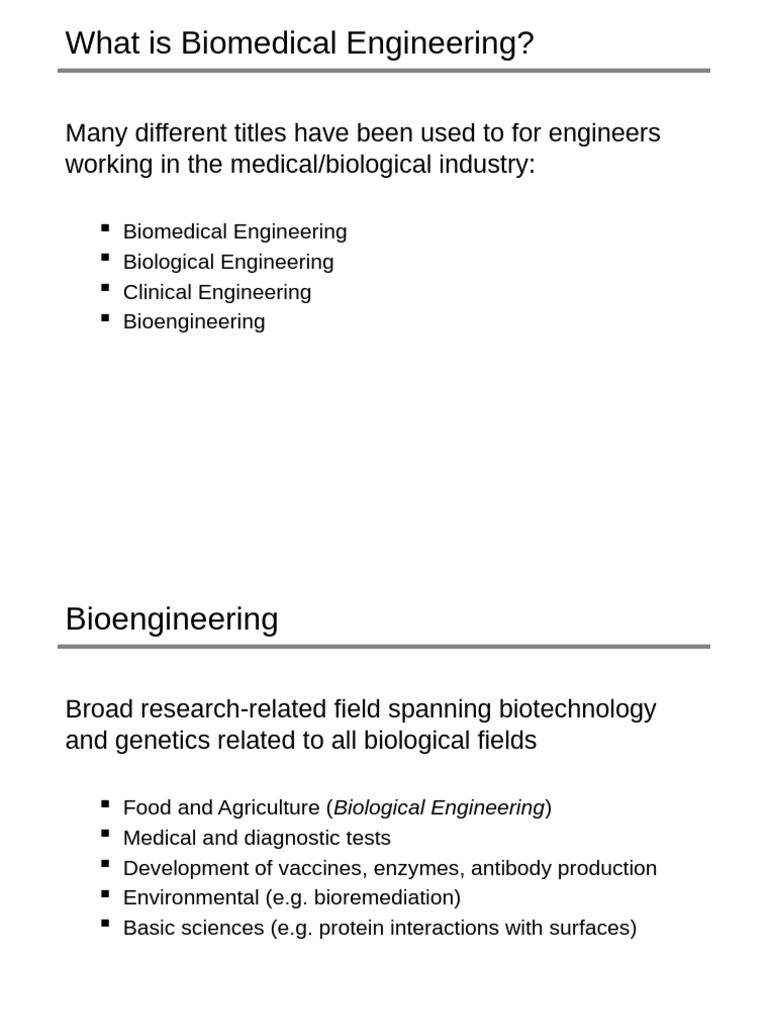 Overview of Biomedical Engineering | PDF | Biomedical Engineering ...