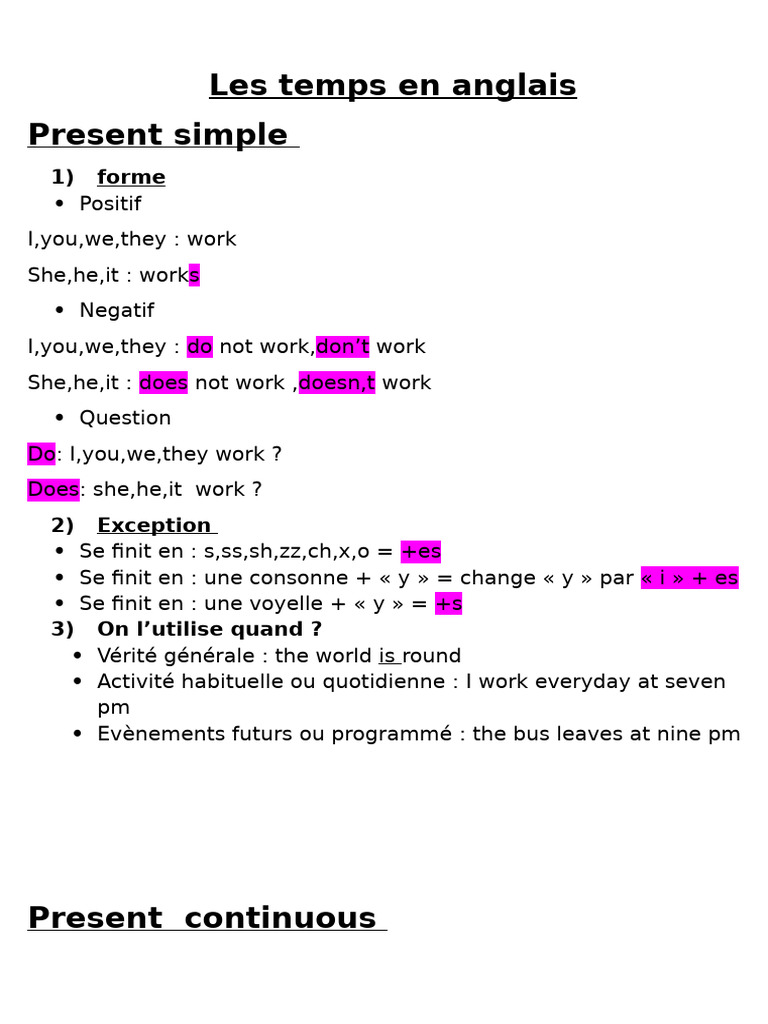 Les 12 temps en anglais expliqués | PDF | Linguistique | Grammaire