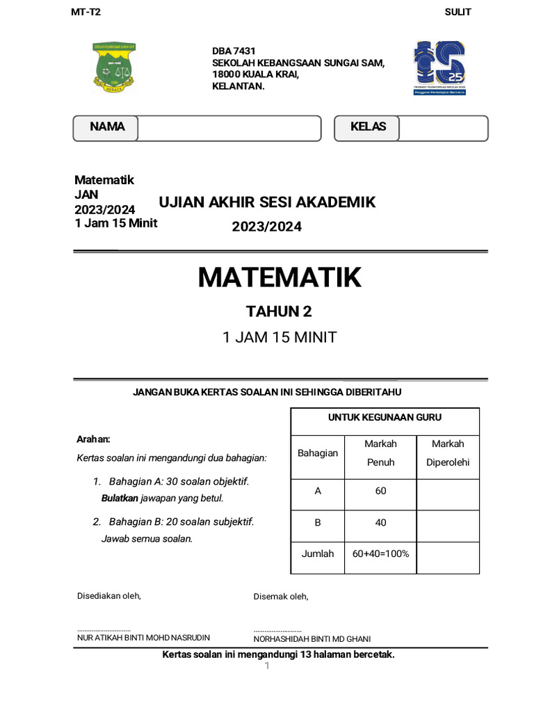 Soalan Matematik | PDF