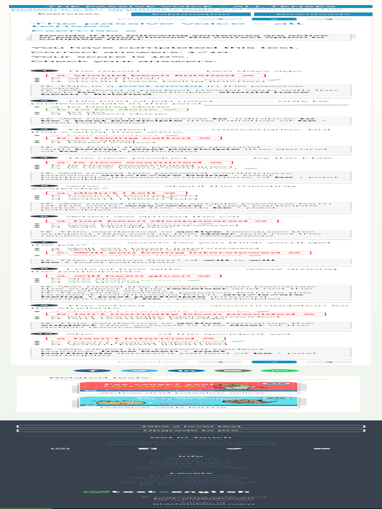 Passive Voice Test for All Tenses | PDF | Verb | Semantic Units