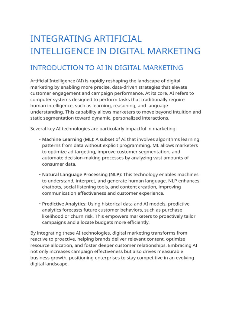 Integrating Artificial Intelligence In Digital Marketing Pdf