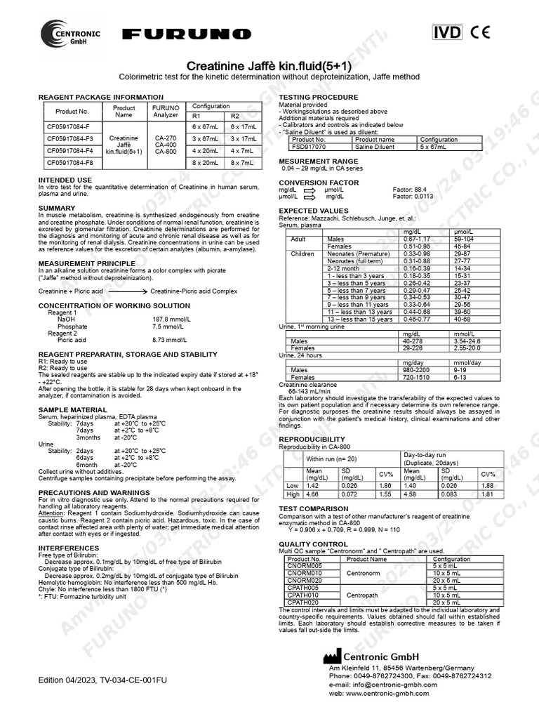 Creatinine Jaffè Test Overview | PDF | Creatinine | Kidney