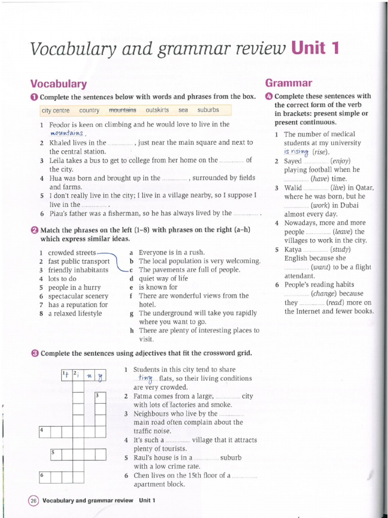 Vocabulary and Grammar Review Guide | PDF | Human Communication | Grammar