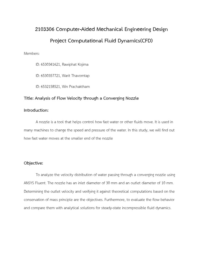 CFD Analysis of Converging Nozzle Flow | PDF | Fluid Dynamics ...