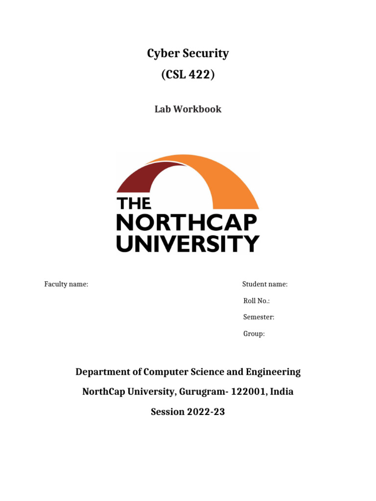 Cyber Security Lab Workbook for Students | PDF | Network Topology ...