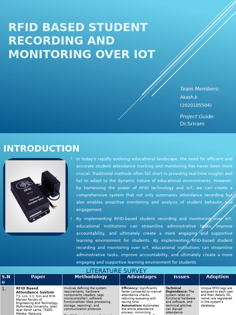 RFID Student Attendance via IoT System | PDF | Radio Frequency ...