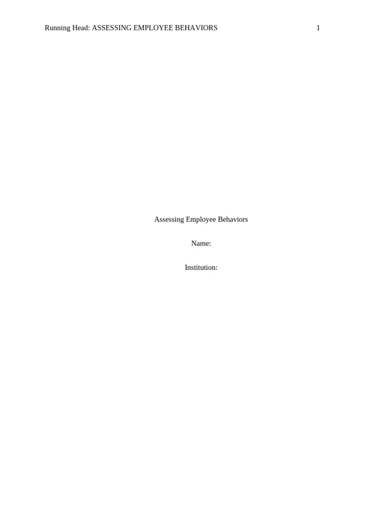Employee Behavior Assessment Strategies | PDF | Organizational Behavior ...