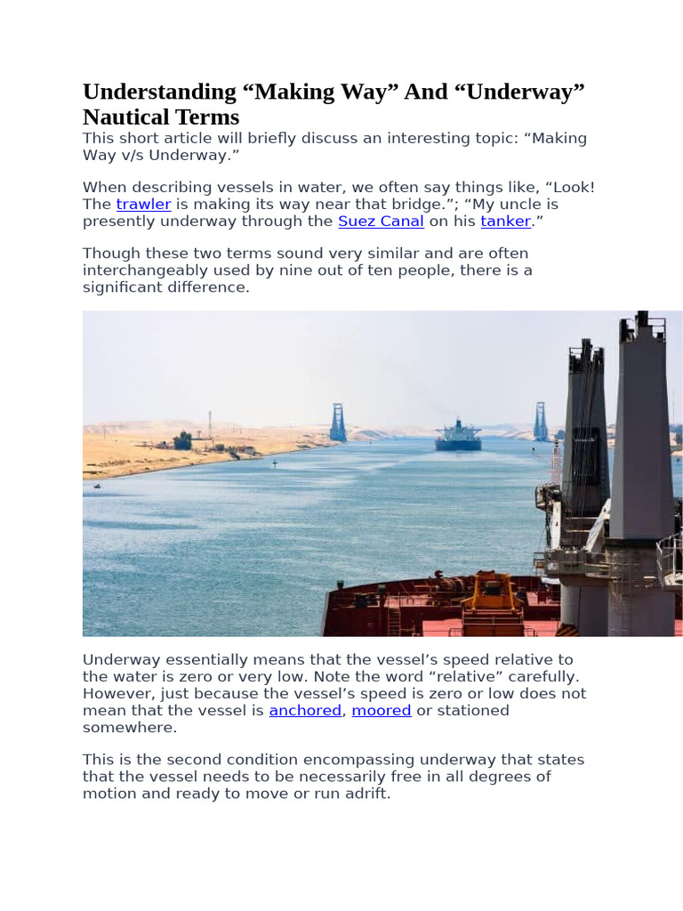 Distinguishing Underway and Making Way | PDF | Ships | Water Transport