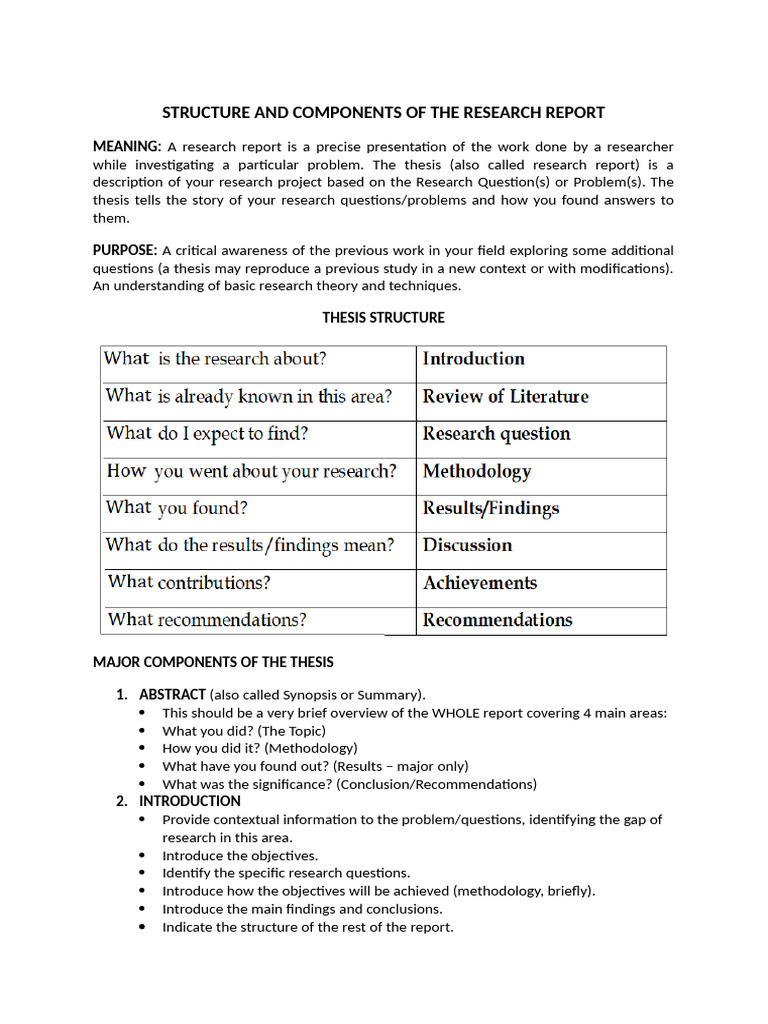 Research Report Structure and Layout | PDF | Methodology | Data