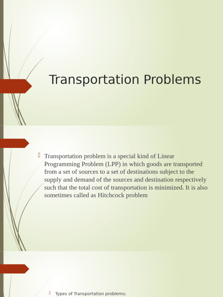 Transportation Problems | PDF | Applied Mathematics | Algorithms