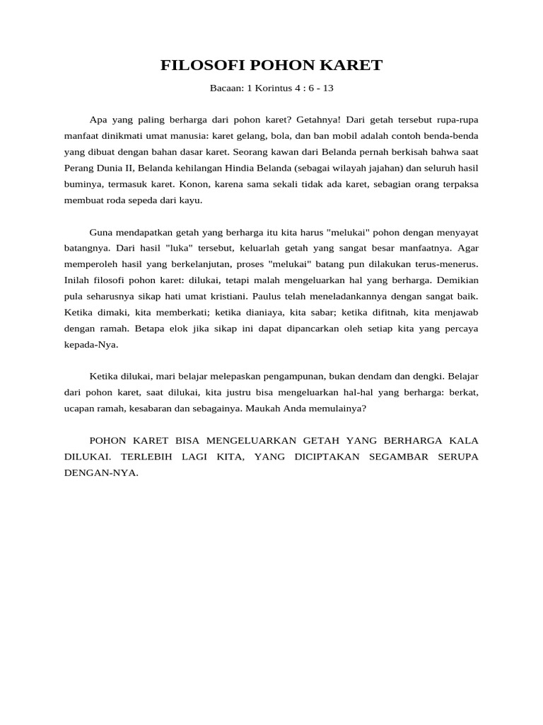 Filosofi Pohon Karet | PDF