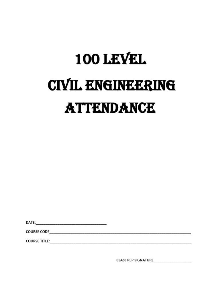 100 Level Civil Engineering Attendance | PDF
