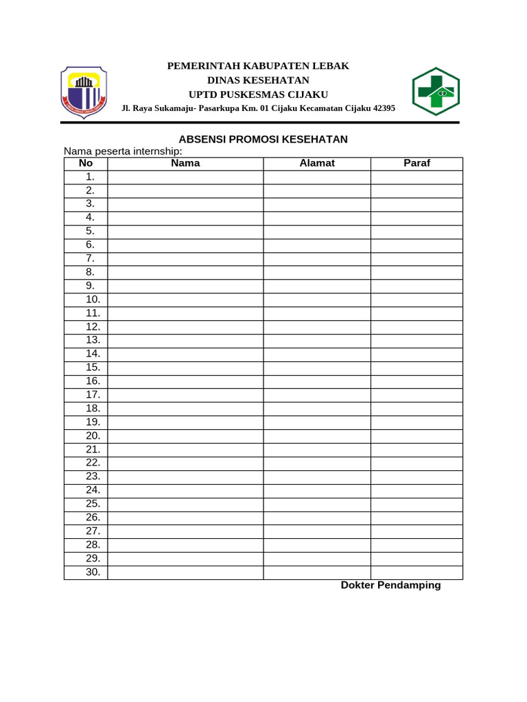 Absensi Promkes | PDF