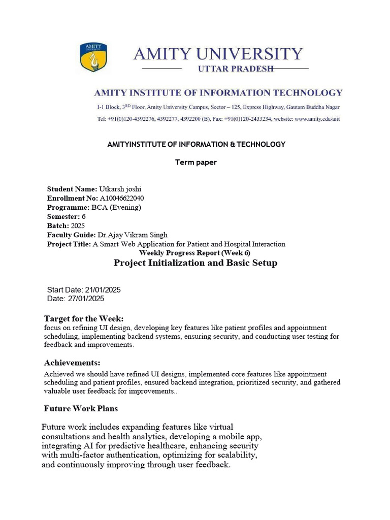 Project Initialization and Basic Setup: Amityinstitute of Information ...