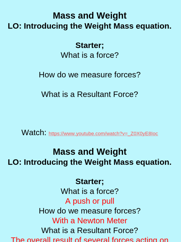 Mass and Weight Cover Version | PDF | Weight | Mass