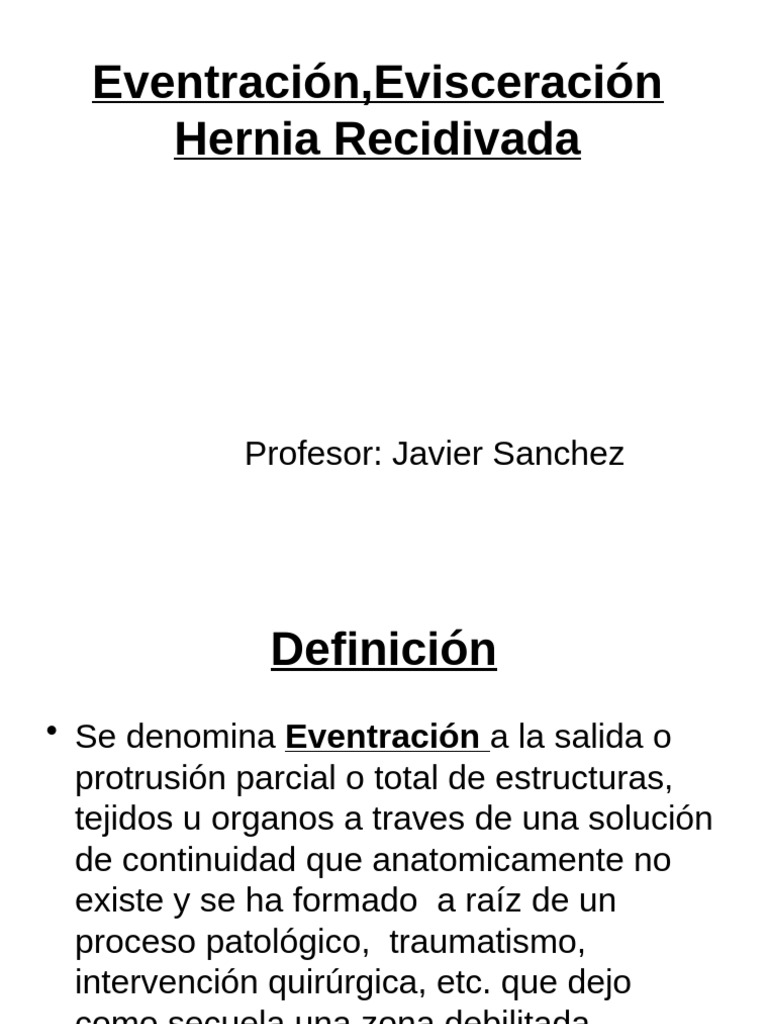 Eventración y Evisceración: Guía Quirúrgica | PDF | Cirugía | Herida