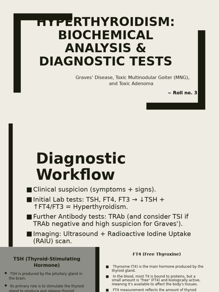 Hyperthyroidism Diagnosis & Tests Guide | PDF | Thyroid Stimulating ...