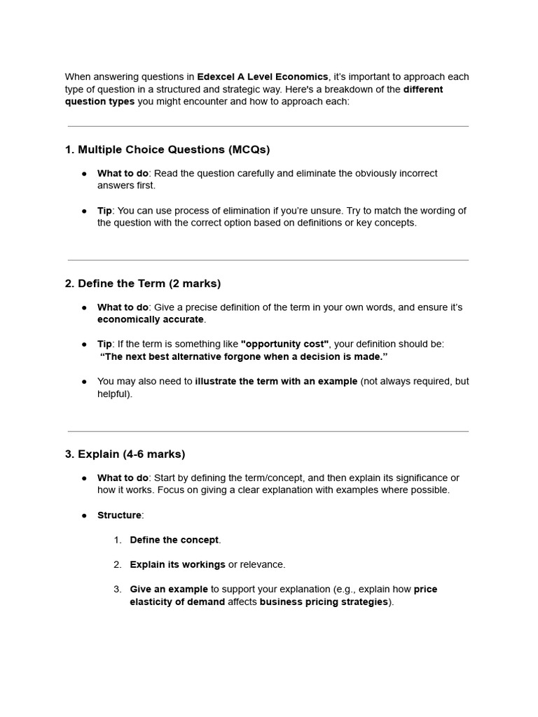A Level Economics Answering Techniques | PDF | Economics | Supply And ...