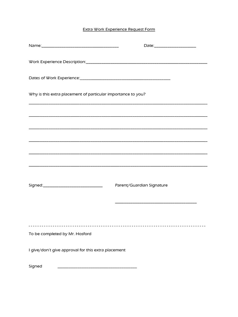 Extra Work Experience Request Form | PDF