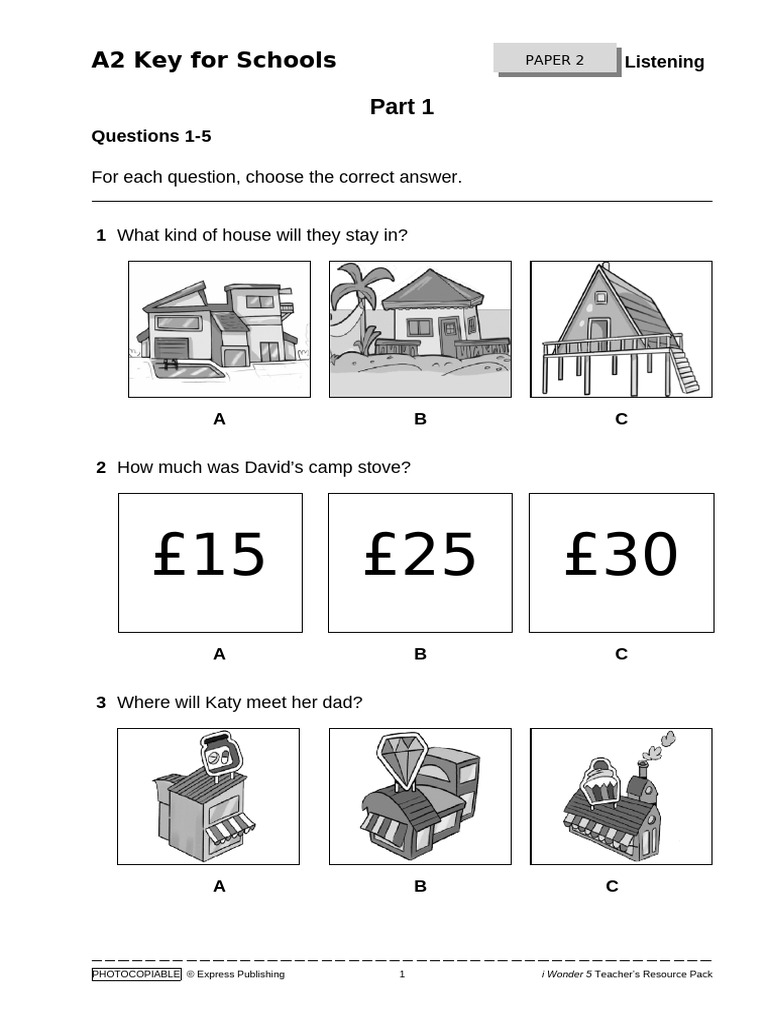 31 I Wonder 5 KET Listening Test | PDF