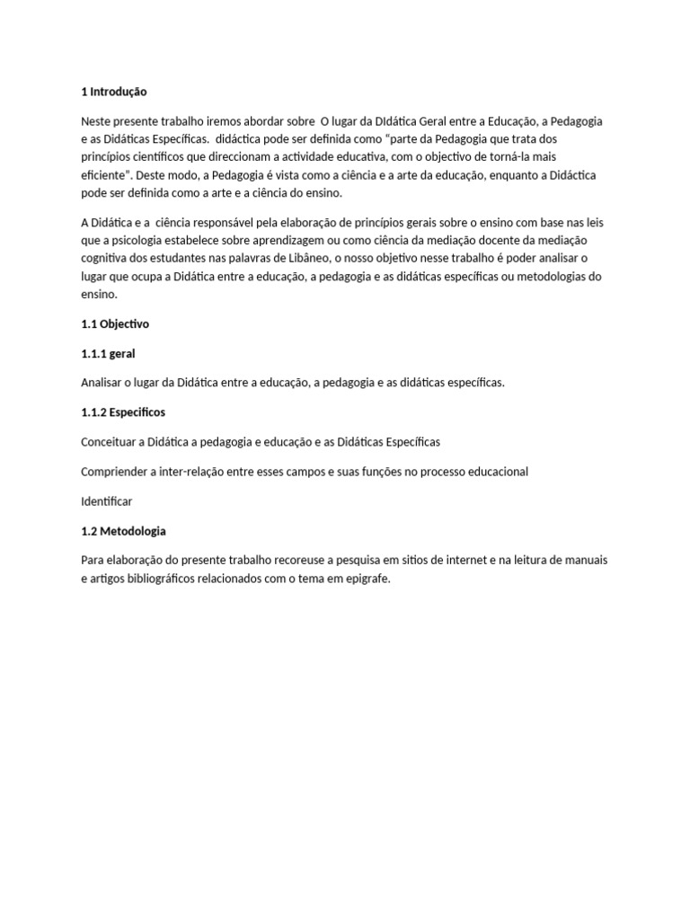 Didática Geral na Educação e Pedagogia | PDF | Pedagogia | Aprendizado