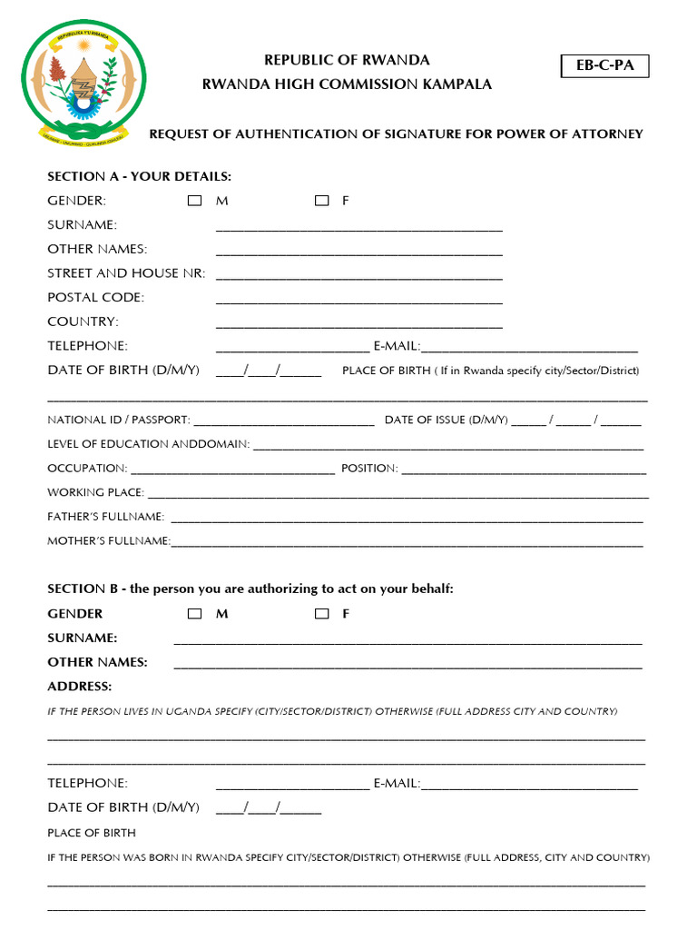 Power of Attorney Request Form | PDF | Identity Document | Government