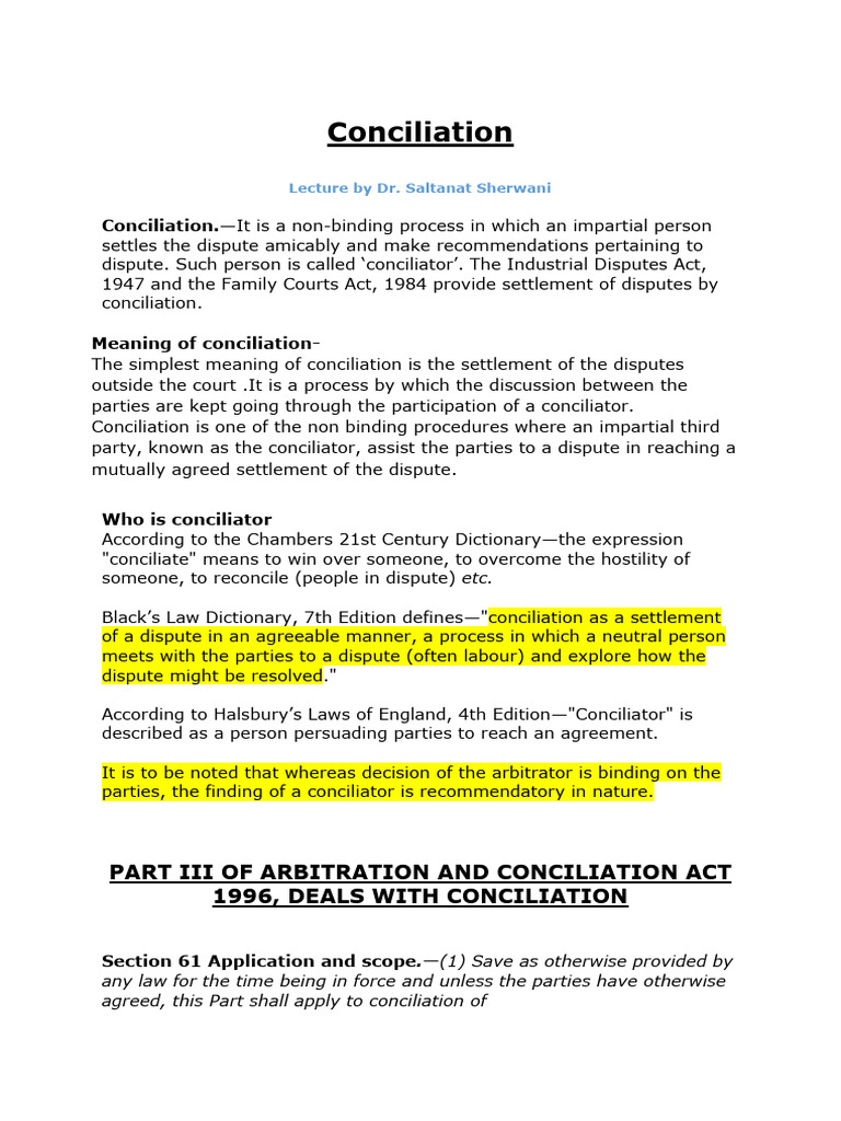Understanding Conciliation Process | PDF | Arbitration | Justice