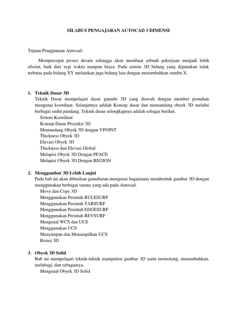 Belajar AutoCAD 3D untuk Pemula | PDF