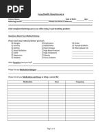 Chest ILD Patient Questionnaire | PDF | Cough | Human Diseases And ...