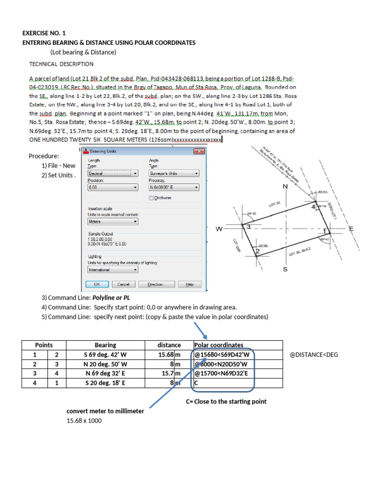 Bearing & Distance in AutoCAD | PDF