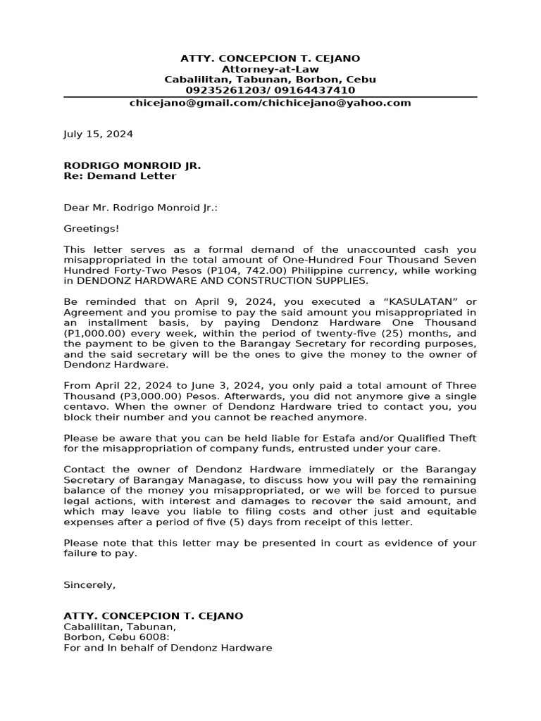 Demand Letter Dosdos | PDF