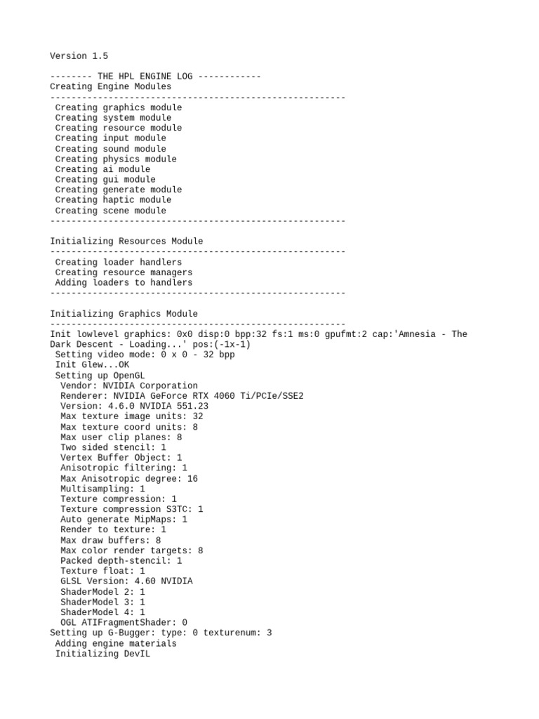 HPL Engine Module Initialization Log | PDF | Texture Mapping | 3 D ...