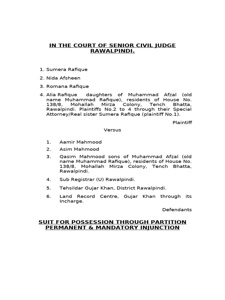 Partition Suit of Muhammad Afzal's Heirs | PDF | Lawsuit | Judiciaries