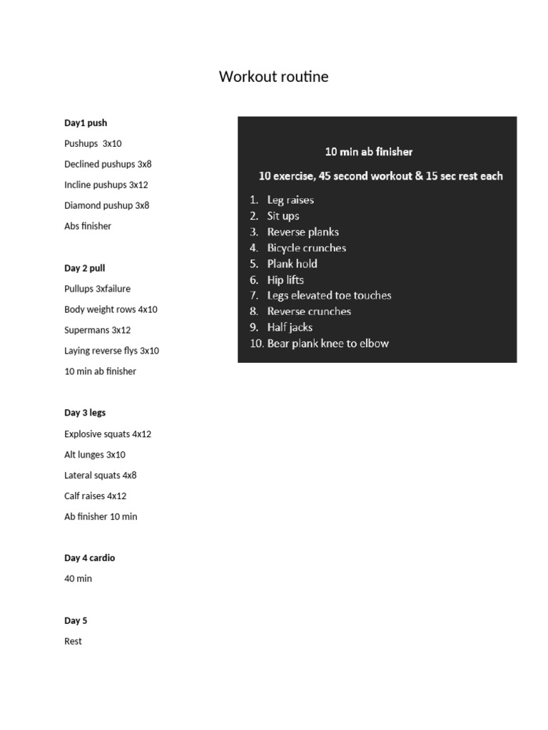 Workout Routine | PDF
