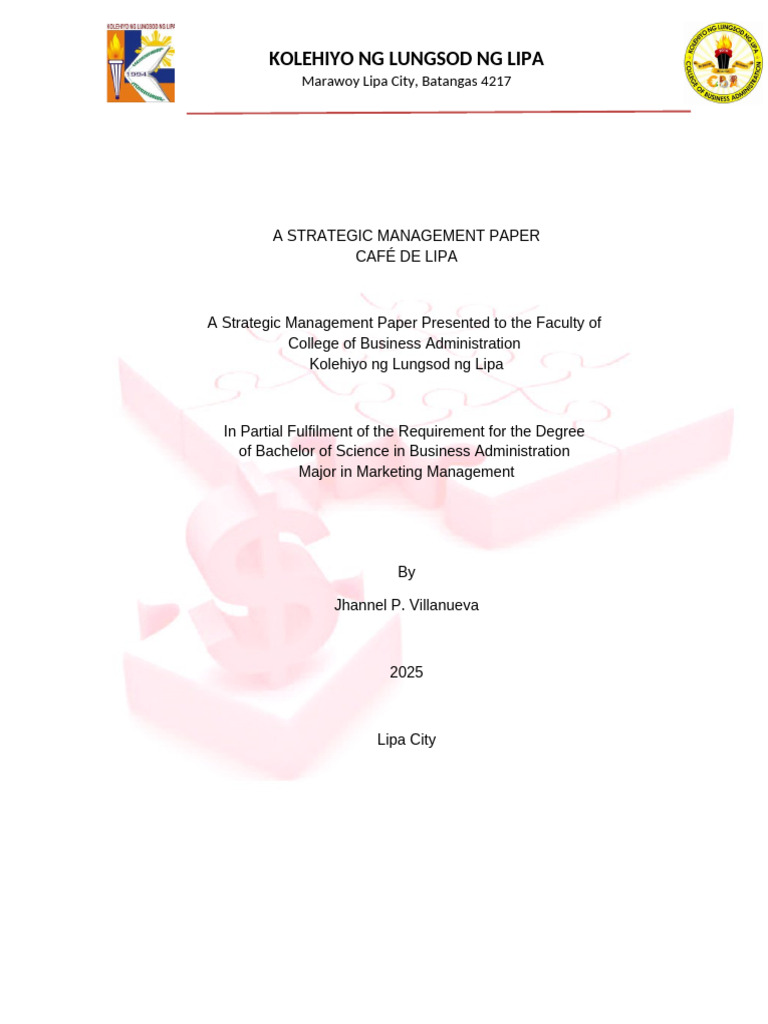 Strategic Management Paper | PDF | Coffee | Drink