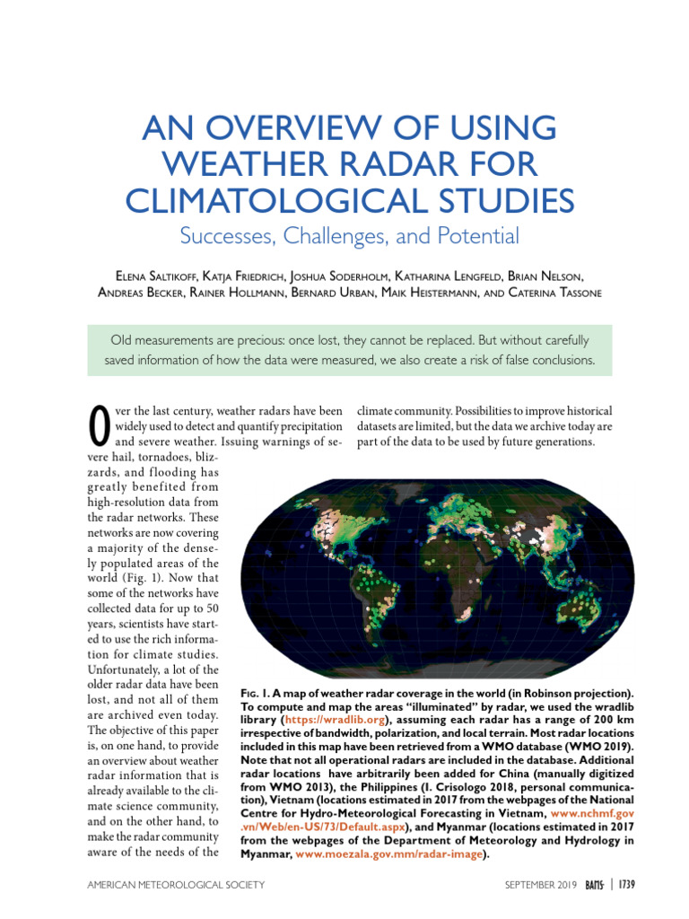 Weather Radar in Climate Studies | PDF | Precipitation | Radar