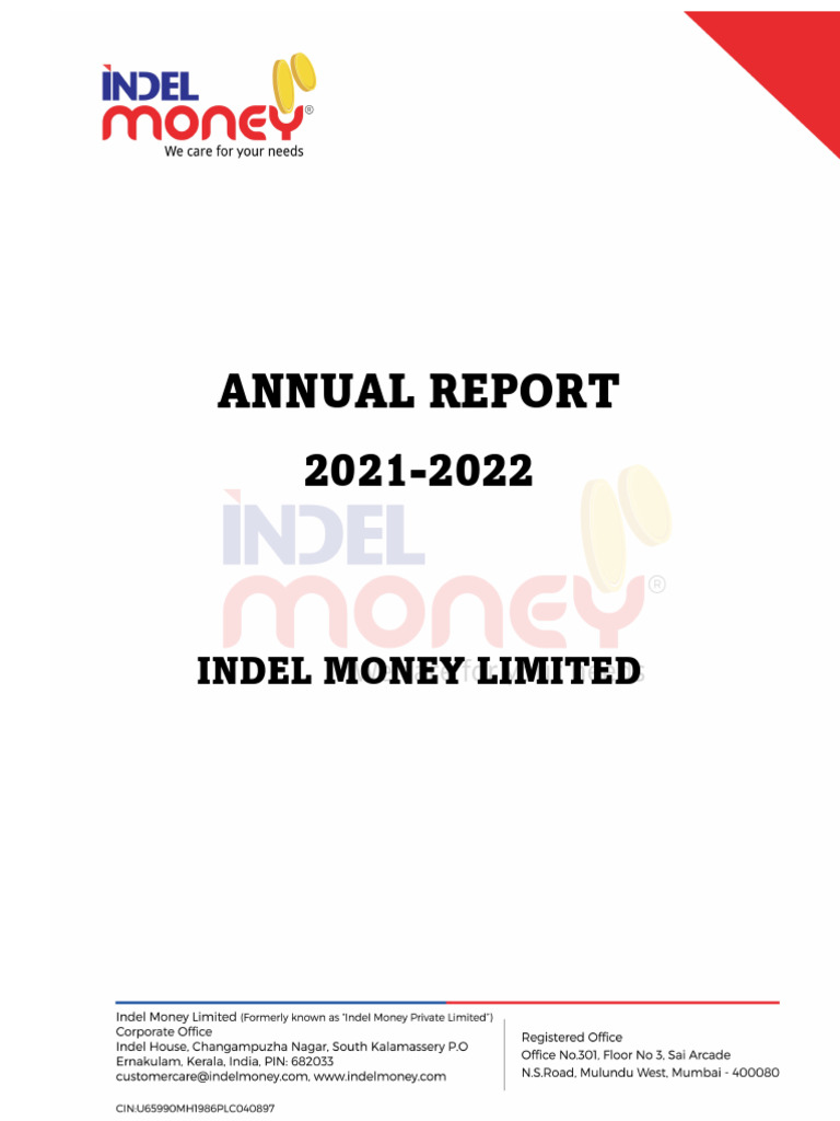 Indel Money Limited Annual Report 2021-22 | PDF | Internal Control | Audit
