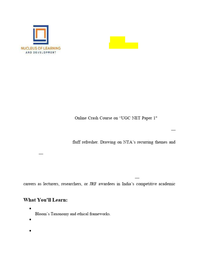 NET Paper 1 Crash Course | PDF | Intelligence | Cognition