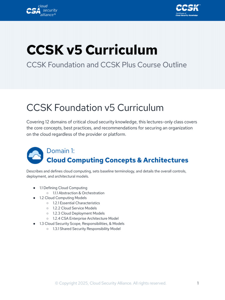 CCSK v5 Curriculum | PDF | Cloud Computing | Computer Security