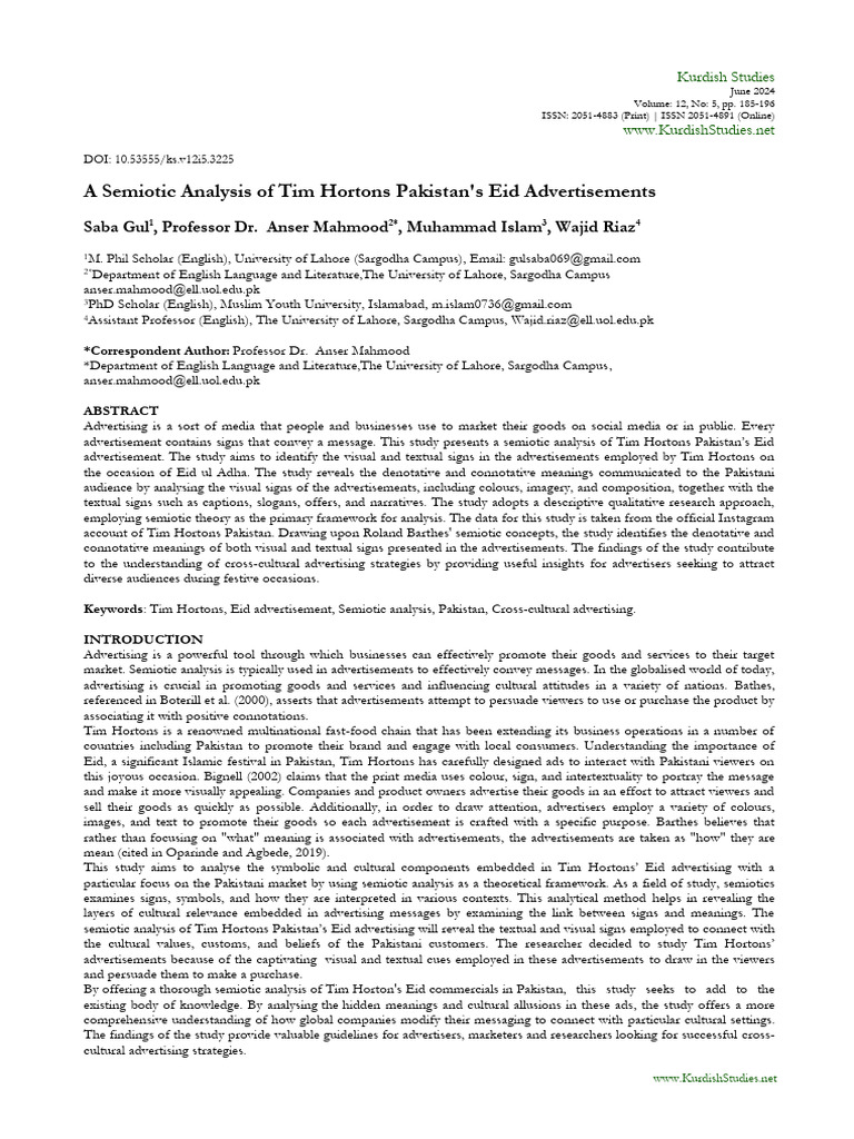 Article+Saba+Gul+ Semiotic+Analysis+ | PDF | Semiotics | Advertising