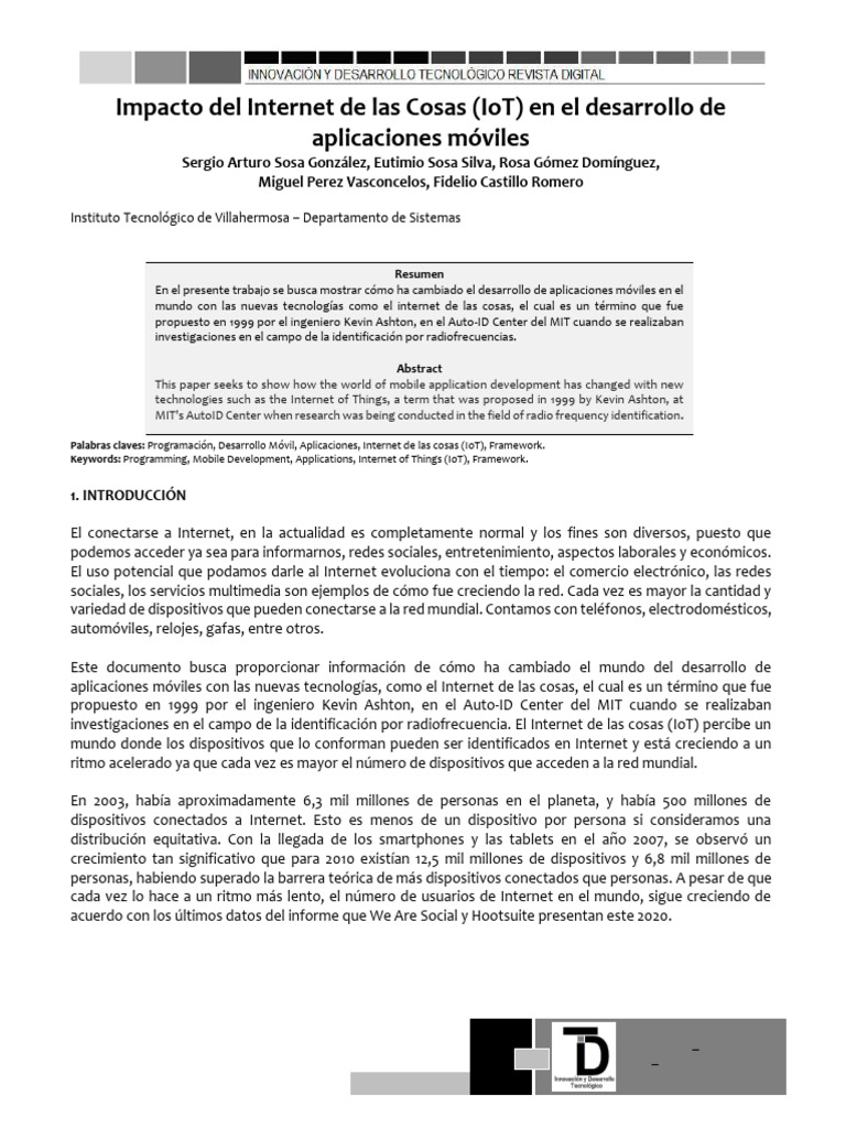 Impacto Del Internet de Las Cosas (Iot) en El Desarrollo de ...