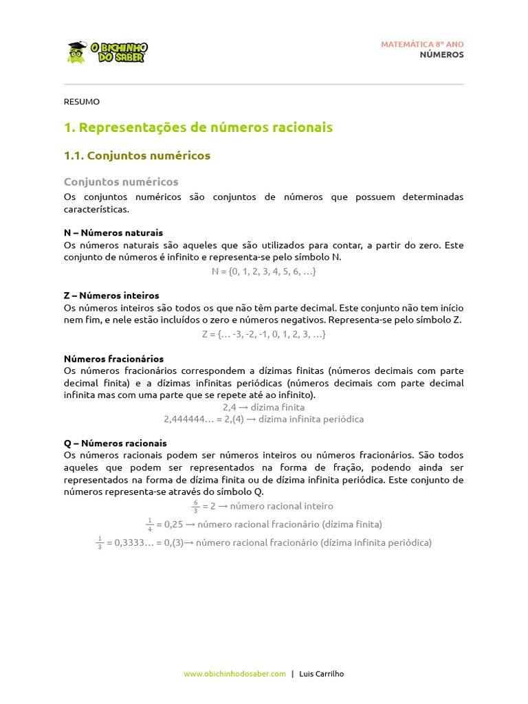 Números Decimais e Raiz Quadrada | PDF | Número racional | Decimal