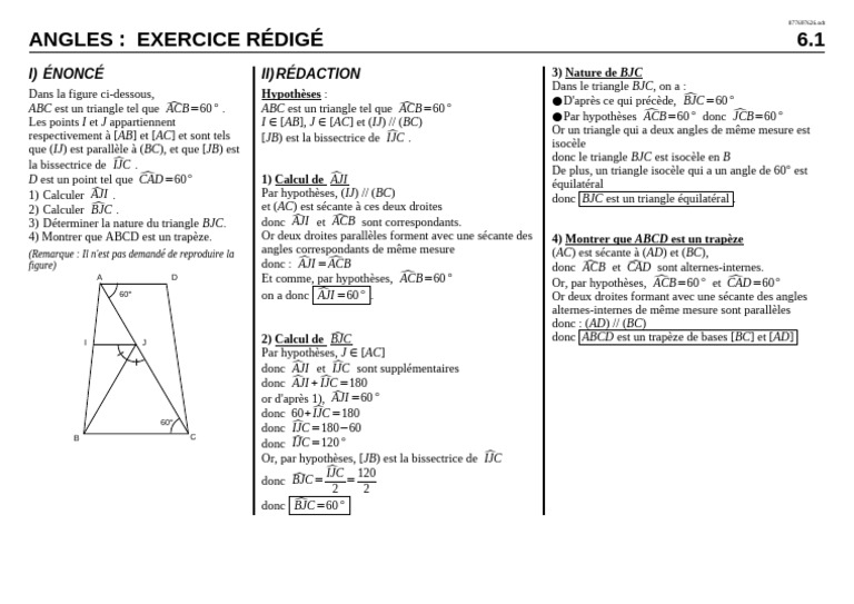 Exercices sur les triangles et trapèzes | PDF | Triangle ...